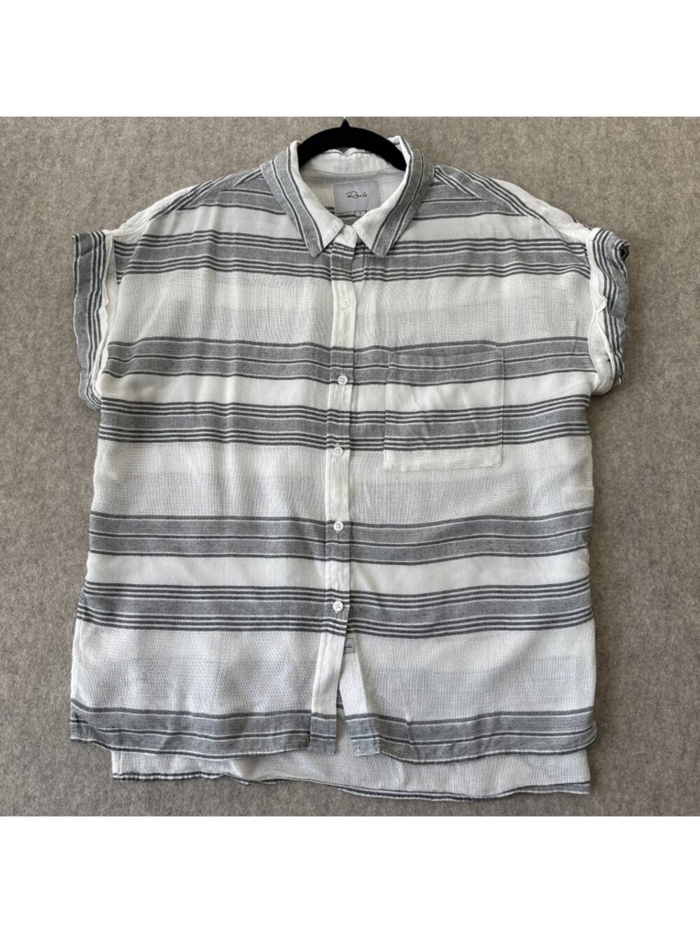 Rails Whitney Shirt Women S White Ash Stripe Button Down Short Sleeve Rayon